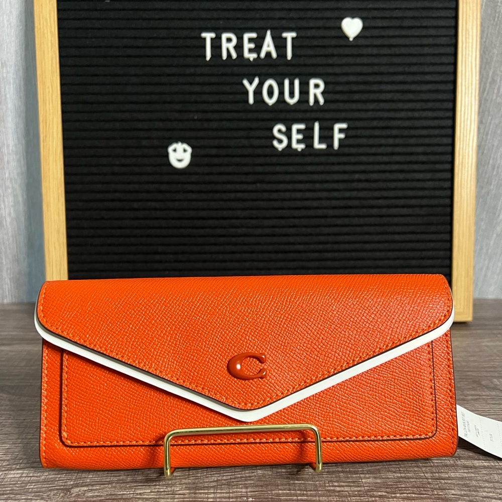 COACH Leather Wallet Orange